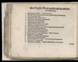 Das Register: Wo ein jeglicher Gesang zusuchen und zufinden sey.