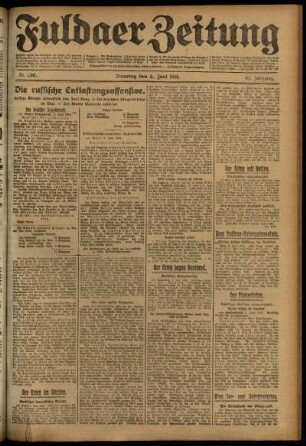 Ausgabe vom Dienstag, den 06. Juni 1916.