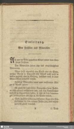 Einleitung. Von Fossilien und Mineralien