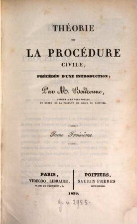 Théorie de la procédure civile : précédée d'une introduction. 3 (1839)