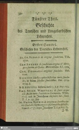 Fünfter Theil. Geschichte des Teutschen und Longbardischen Lehnrechts