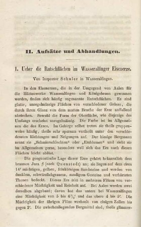 1. Ueber die Rutschflächen im Wasseralfinger Eisenerze