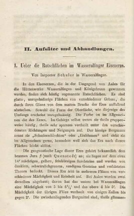 1. Ueber die Rutschflächen im Wasseralfinger Eisenerze