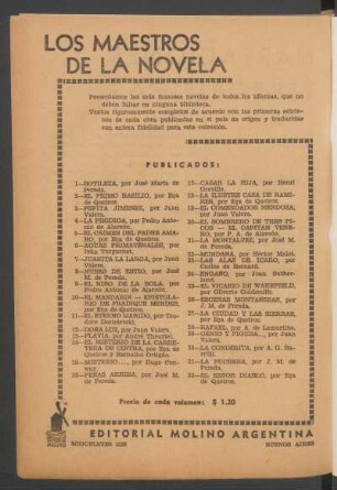 "Los Maestros de la Novela" publicados