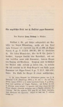 277-285 Ein angeblicher Brief des hl. Basilius gegen Eunomius