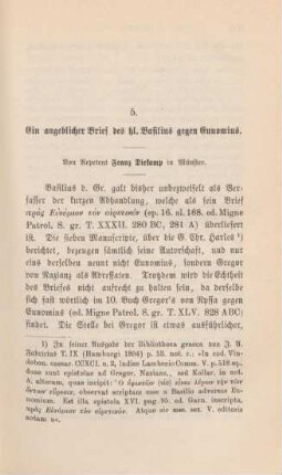 277-285 Ein angeblicher Brief des hl. Basilius gegen Eunomius