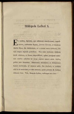 Bibliopola Lectori S.