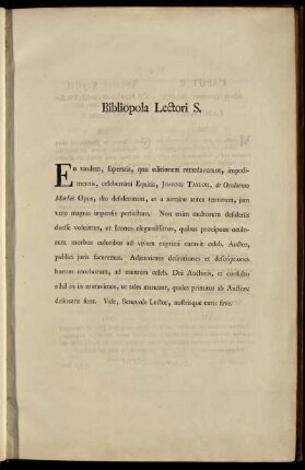 Bibliopola Lectori S.