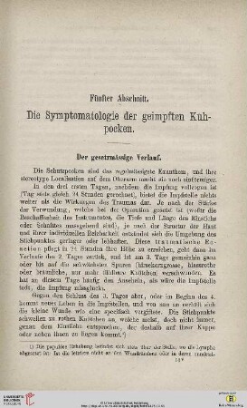 Die Symptomatologie der geimpften Kuhpocken.