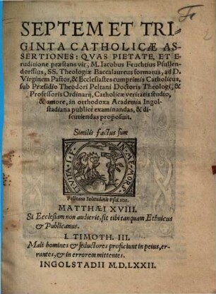 Septem Et Triginta Catholicae Assertiones