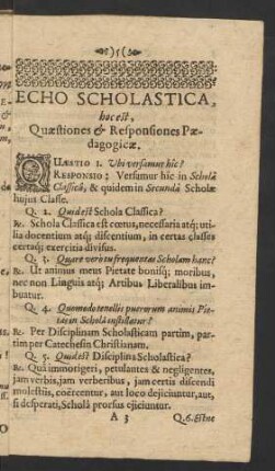 Echo Scholastica, hoc est, Quaestiones et Responsiones Paedagogicae.