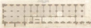 Gärtner, Friedrich von; München, Ludwigstr.; Staatsbibliothek - Ostflügel - Nordhälfte (Grundriss EG m. Fundamentplan)