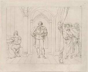 Zu Shakespeares "Hamlet", Blatt 5, 3. Akt, 1. Szene: Polonius und der König belauschen den sinnenden Hamlet