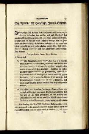 Gegengründe des Hochfürstl. Julius-Spitals.