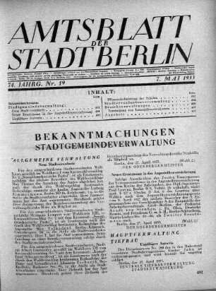 1933,19: Nr. 19, 7. Mai 1933