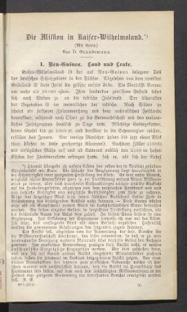 Die Mission in Kaiser-Wilhelmsland. (Mit Karte.)