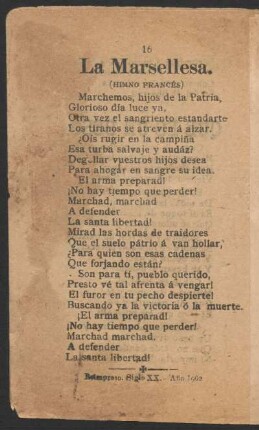 La Marsellesa. : (Himno francés)