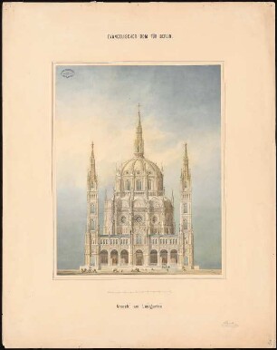 Berliner Dom: Aufriss der Fassade zum Lustgarten hin