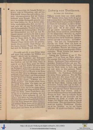 Ludwig van Beethoven. Zu seinem 150. Geburtstage.