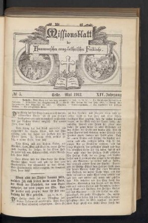 N°. 5. Mai 1912. XIV. Jahrgang