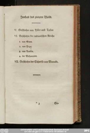 Innhalt des zweyten Theils.