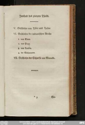 Innhalt des zweyten Theils.