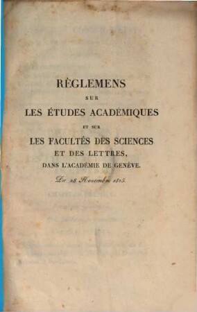 Règlement sur la faculté de droit du 2 Octobre 1820