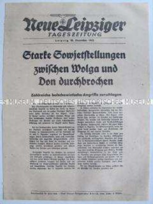 Extrablatt der "Neuen Leipziger Tageszeitung" u.a. zur sowjetischen Stellung zwischen Wolga und Don