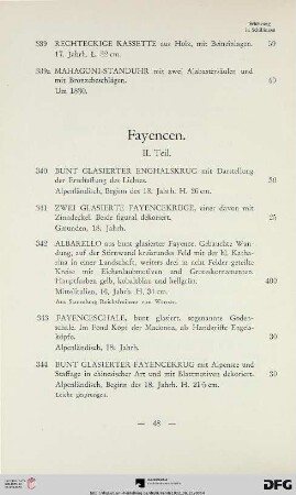 Fayencen (II. Teil) (Nr. 340-344)