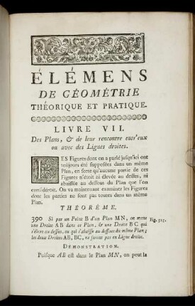 Livre VII. Des Plans, & de leur rencontre entr'eux ou avec des Lignes droites.