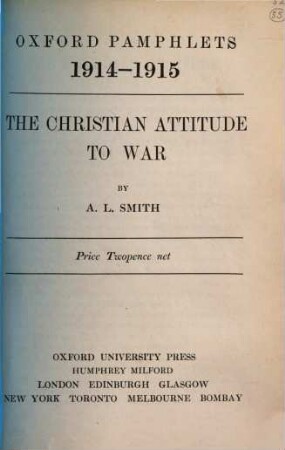 The christian attitude to war