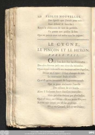 Le Cygne, Le Pinçon Et Le Héron. Fable VIII.