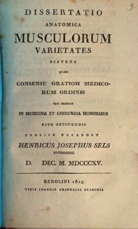 Dissertatio anatomica musculorum varietates sistens
