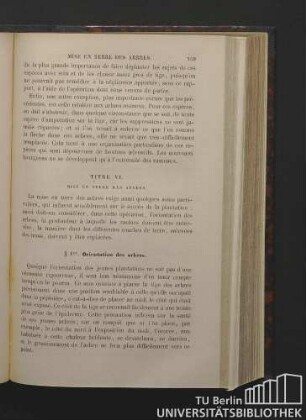 Titre VI. Mise en terre des arbres.