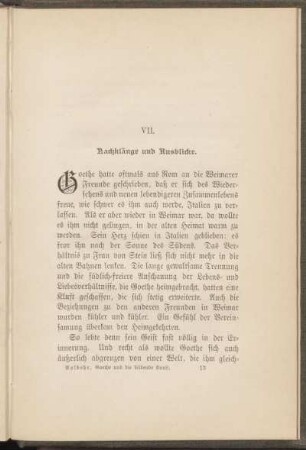 VII. Nachklänge und Ausblicke.