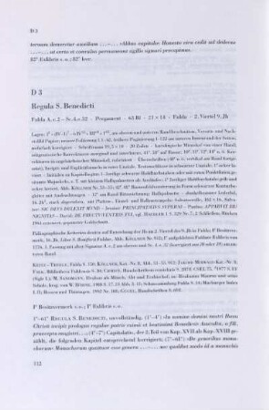 D 3. Regula S. Benedicti