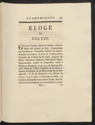 Eloge De Goltze.