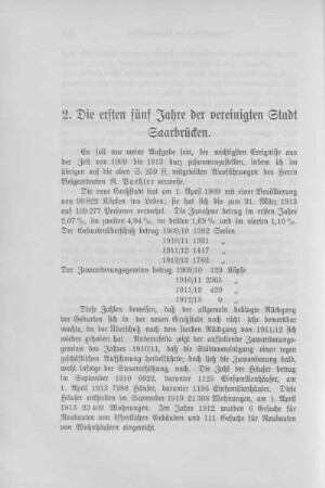 2. Die ersten fünf Jahre der vereinigten Stadt Saarbrücken.