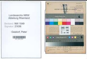 Entnazifizierung Peter Gasdorf , geb. 28.06.1896 (Bahnobersekretaer)