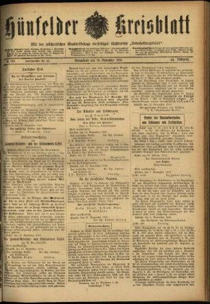 Ausgabe vom Samstag, den 16. November 1918.