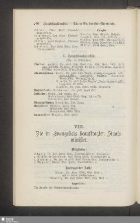 VIII. Die in Evangelicis beauftragten Staatsminister
