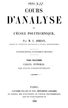 Tome 3: Cours d'analyse de l'école polytechnique. Tome 3