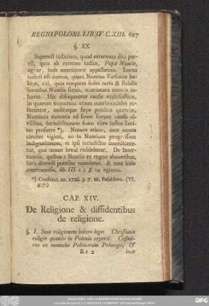 Cap. XIV. De Religione & dissidentibus de religione.
