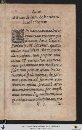 Autor ad candidum & benevolum lectorem.
