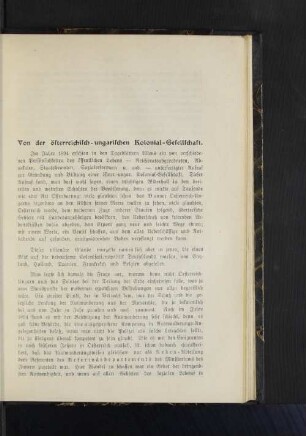 Von der österreichisch-ungarischen Kolonial-Gesellschaft.