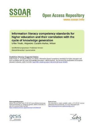 Information literacy competency standards for higher education and their correlation with the cycle of knowledge generation