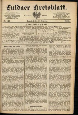 Ausgabe vom Samstag, den 28. November 1885.