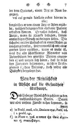 Von der Reinlichkeit in Absicht auf die Gesundheit überhaupt