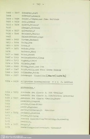 3. Allgemeine Korrespondenz (Nr. 5952 - 7876)