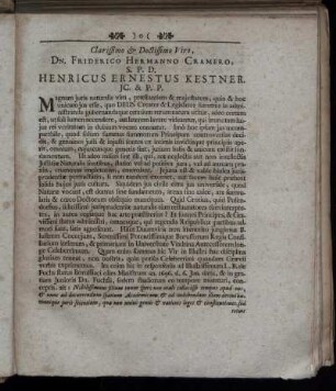 Clarissimo & Doctissimo Viro, ...